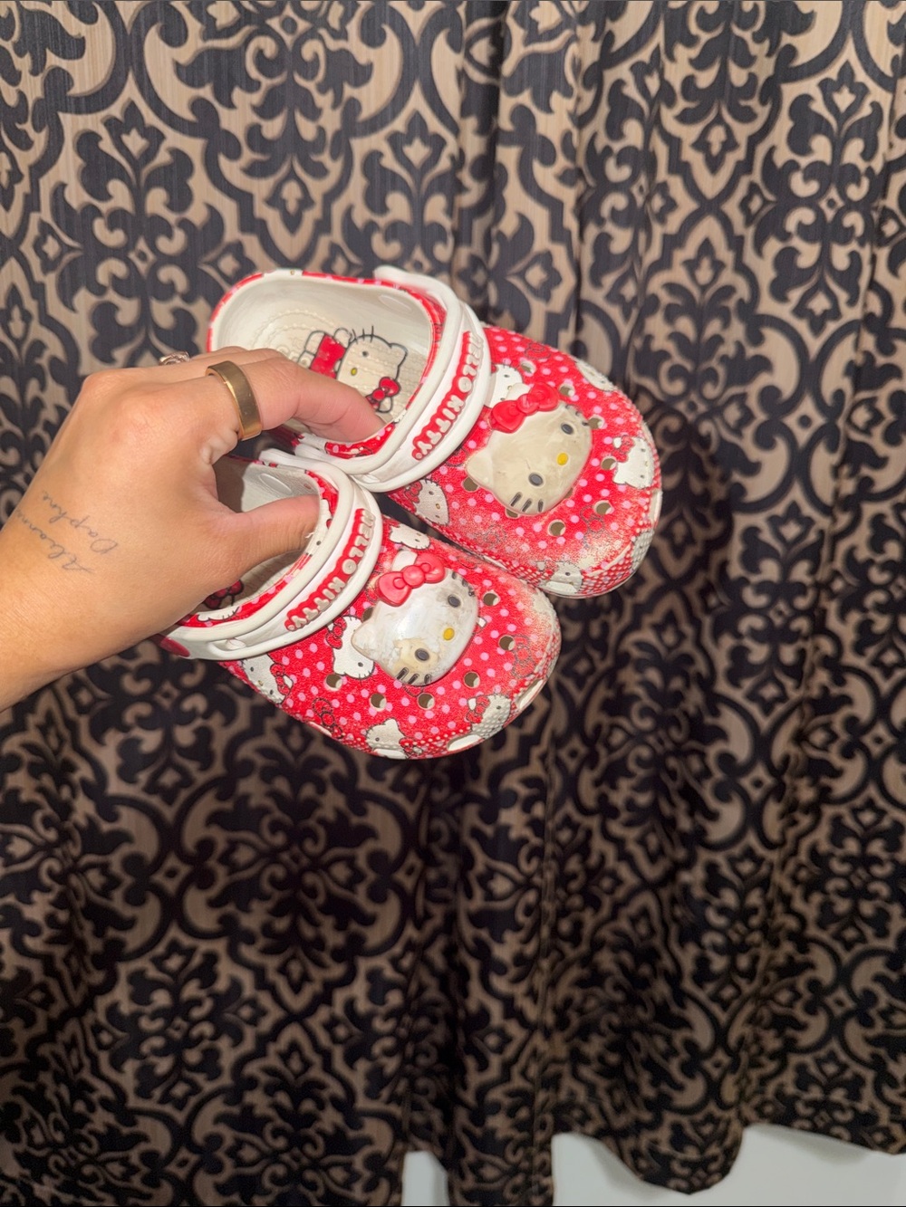 Hello Kitty Red and White Kids Slip-On Clogs with Character Detail